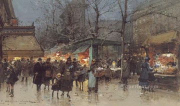 En un gran bulevar al atardecer El parisino Eugene Galien Laloue Pinturas al óleo